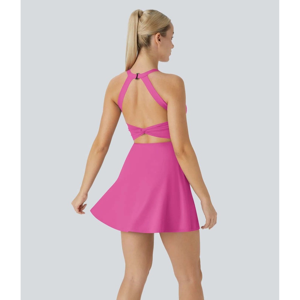 Halara Backless Twisted Flare Athletic Dress with Back Cutout & Pockets‎ Size XL